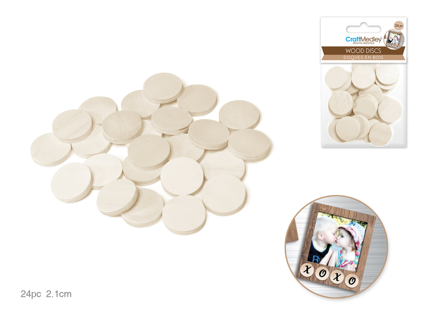 Craftwood: Wood Discs 3.8mm Thick A) 2.1cm 24pc