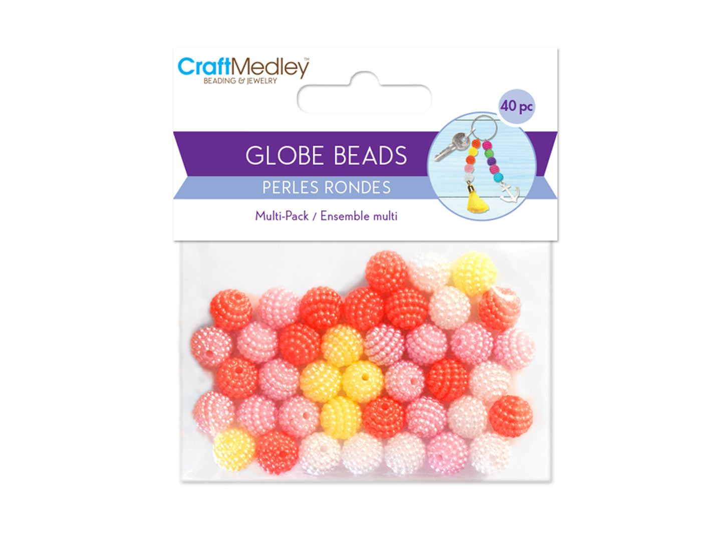 Plastic Beads: 10mm Globe Micro-Bead Multi-Packs 40pc A) Globes Pastel