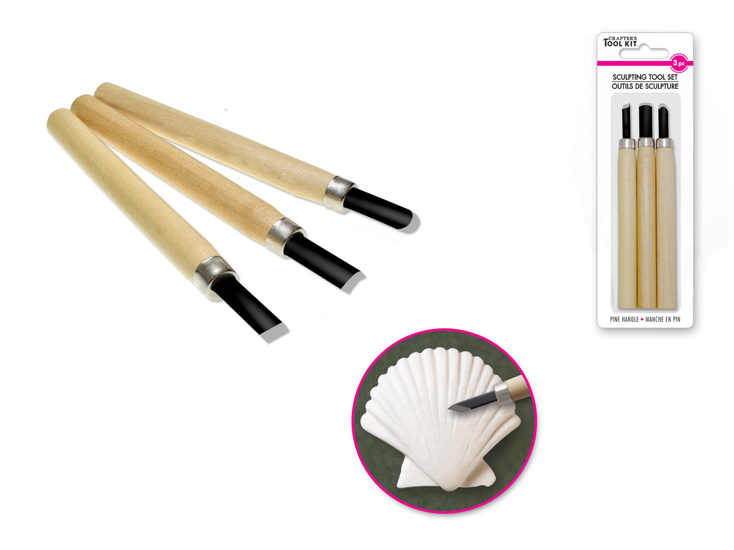 Crafter's Toolkit: Carving/Sculpting/Modelling Tool Set 3pc Asst B) Sculpt