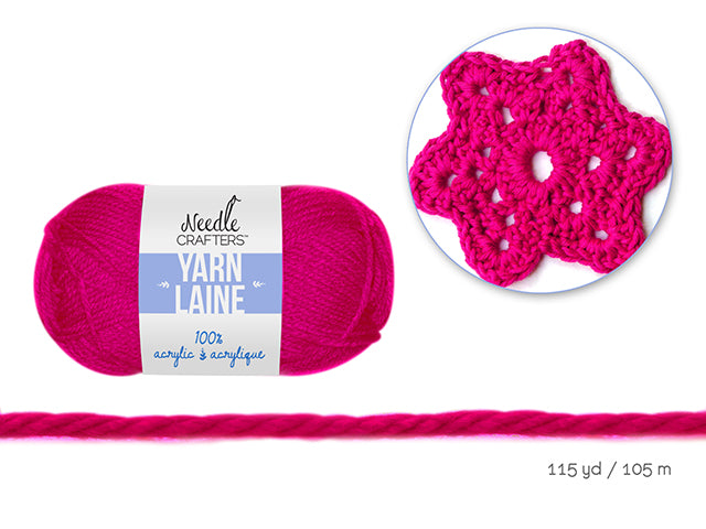 Needlecrafters: 50g Acrylic Yarn Standard Ball Dyed U) Hot Fuchsia