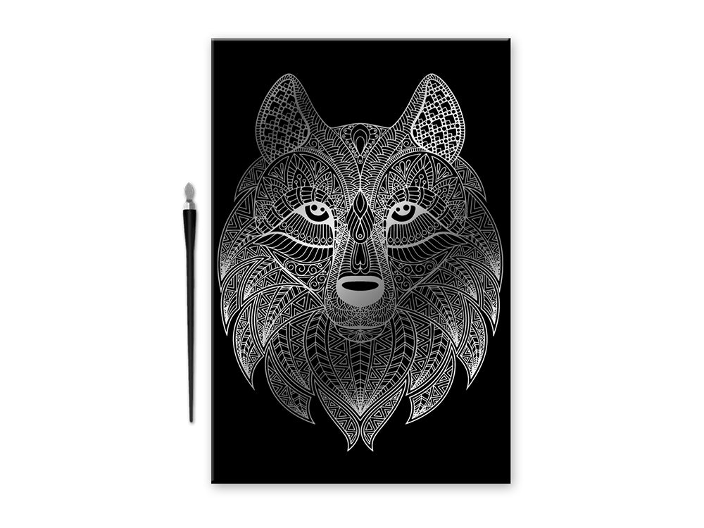 Craft Medley Kit: Deluxe Engraving Art DIY Kit H) Metallic~ Wolf
