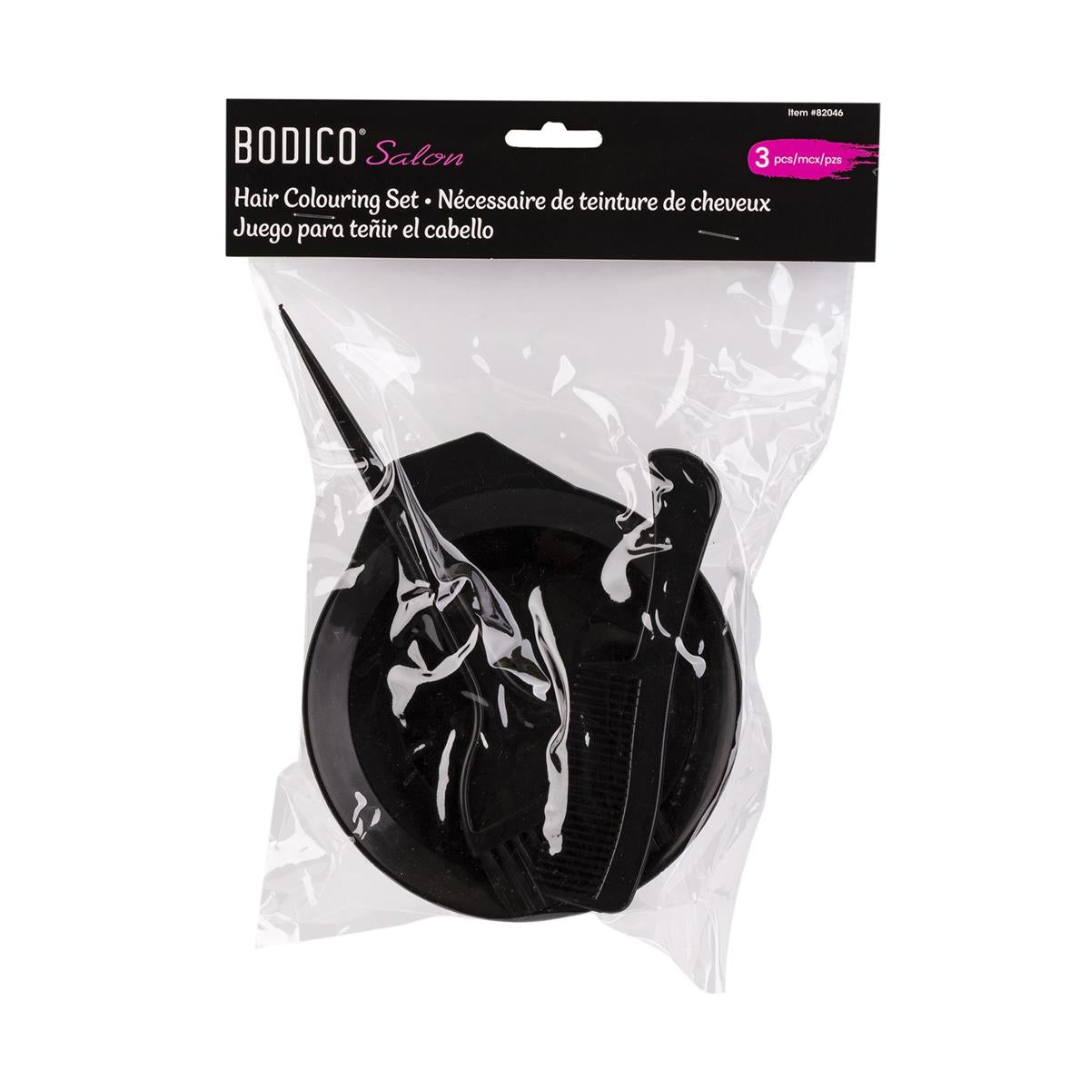 Bodico 3-pc Hair Colouring Set, clear pvc bag w/header(HZ)