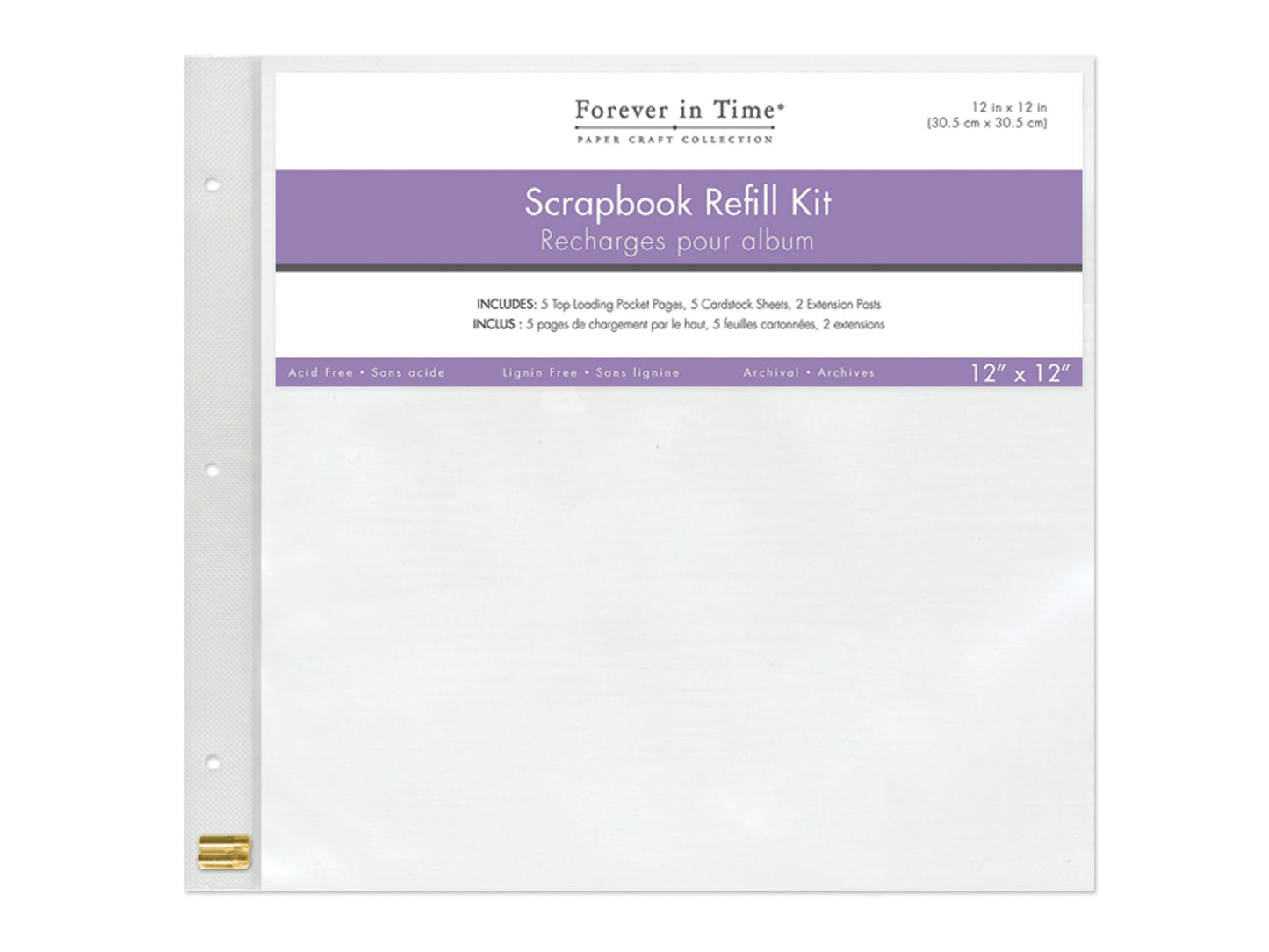 Scrapbook Refills: 12"x12" Pack 5pages+5shtprot+2extpost