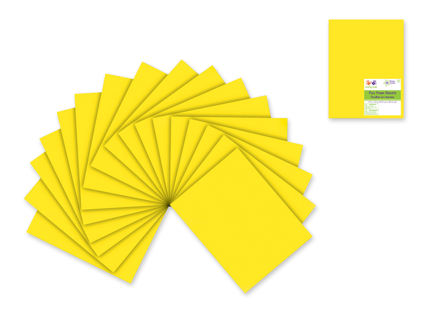 Fun Foam Sheets: One 9"x12" - 2mm(T) Barcoded Sheets J) Yellow