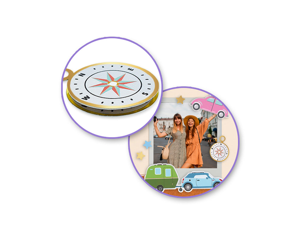 Handmade Sticker: 4.4"x7.5" 3D Themed Elements N) Let's Go Travel