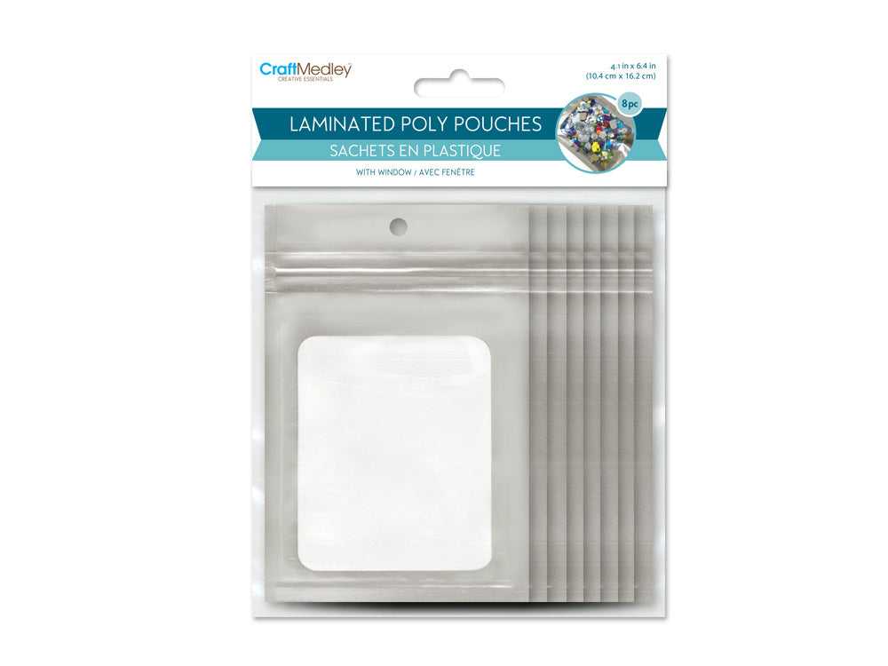 Craft Medley: Resealable Poly Pouches: 4.1" x 6.4" 8pc w/Window B) Silver