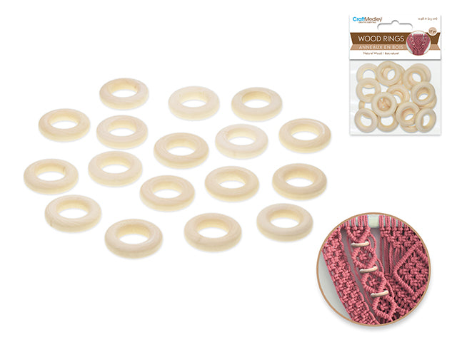 Craftwood: 25mm Craft Rings x17 Natural