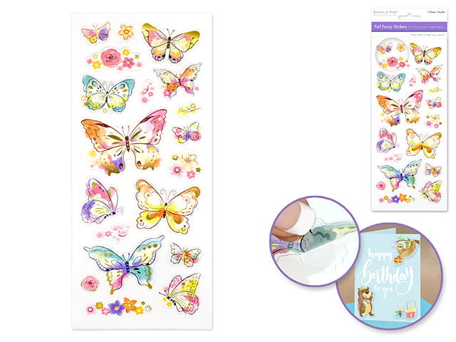 Paper Craft Sticker: 10cmx23cm Foil Fancy B) Butterfly