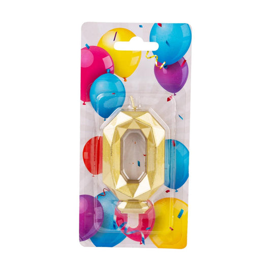 Let's Party #0 Diamond Cut Gold Birthday Candle set