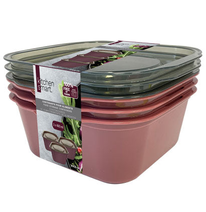 SURESEAL FOOD CONTAINERS - 3PK SQUARE, 480ML 13.5*