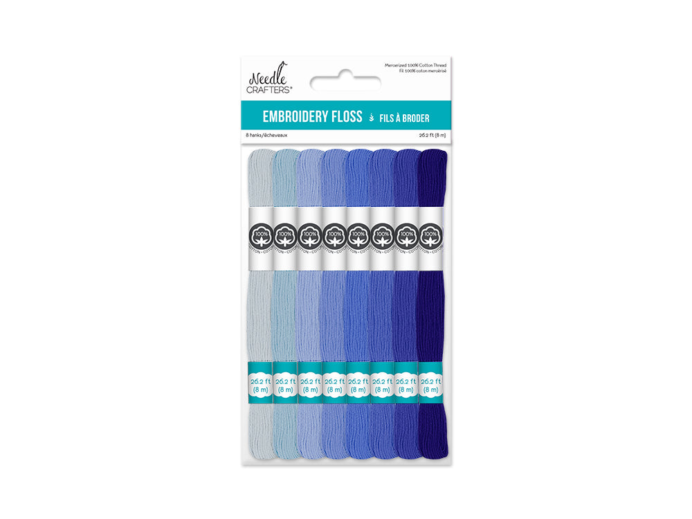 Needlecrafters: 8m Cotton Embroidery Floss 8 Hanks/pkg F) Blue Heaven