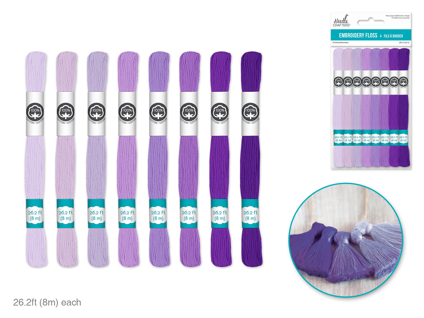 Needlecrafters: 8m Cotton Embroidery Floss 8 Hanks/pkg G) Lavender Dreams