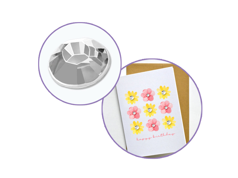 Paper Craft Emb: 6/8/10mm Gems x300 Peel-n-Stick C) Crystal