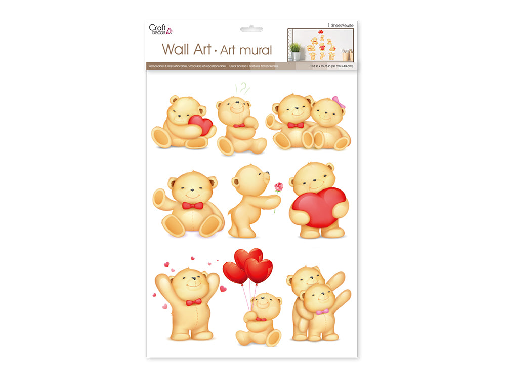 Craft Decor: 11.8"x15.75" Wall Art Clear C) Teddy Bear Love