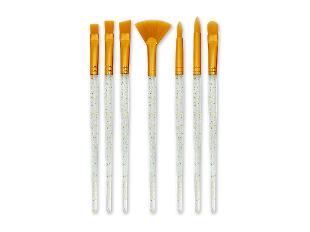 Artist Brush Set: Taklon Glitter Accent Series x7 Clear PS Handle A) Gold Flake Versatile 1
