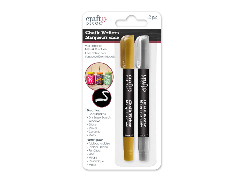Craft Decor: Chalk Writer 2pk Blister-Carded C) Gold/Silver