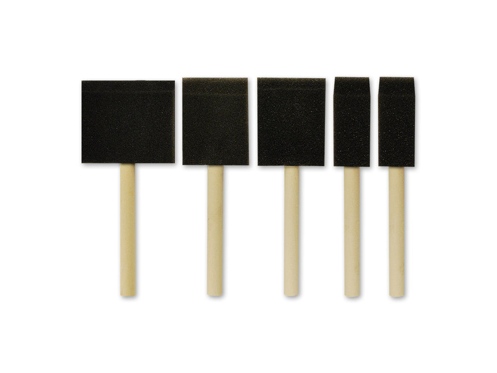 Color Factory: Sponge Brush 5/pk 1"+2"+3" w/Wood Handle