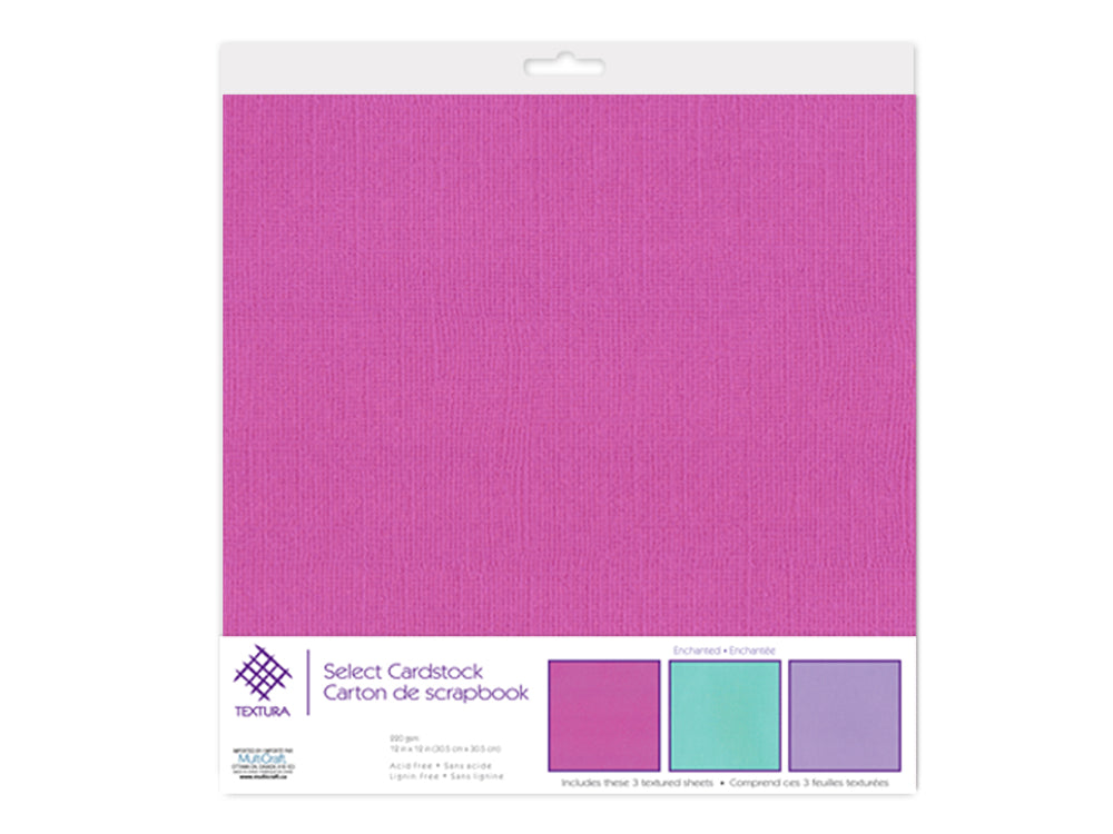 Scrapbook Paper: 12"x12" Textura Select Cardstock x3 Asst Pre-Packaged 07) Enchanted