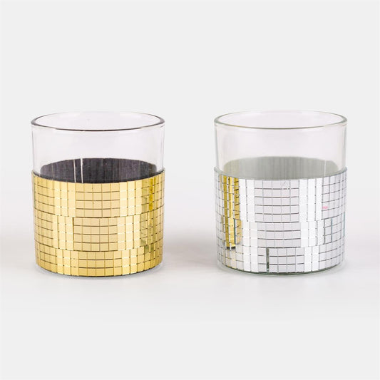 Mirrored Candle Holder, 2/c Glass, 3.1"Dx3.5"H