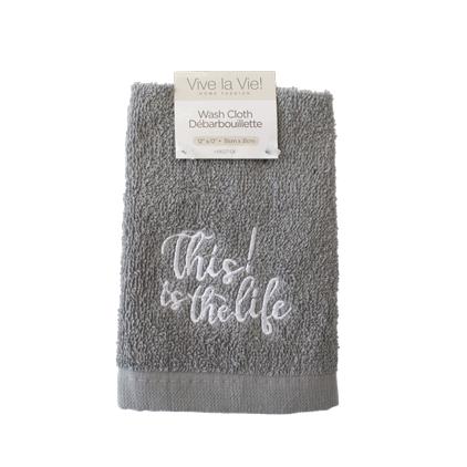 TITL-EMBROIDERED WASH CLOTH -CHARCOAL 12X12"