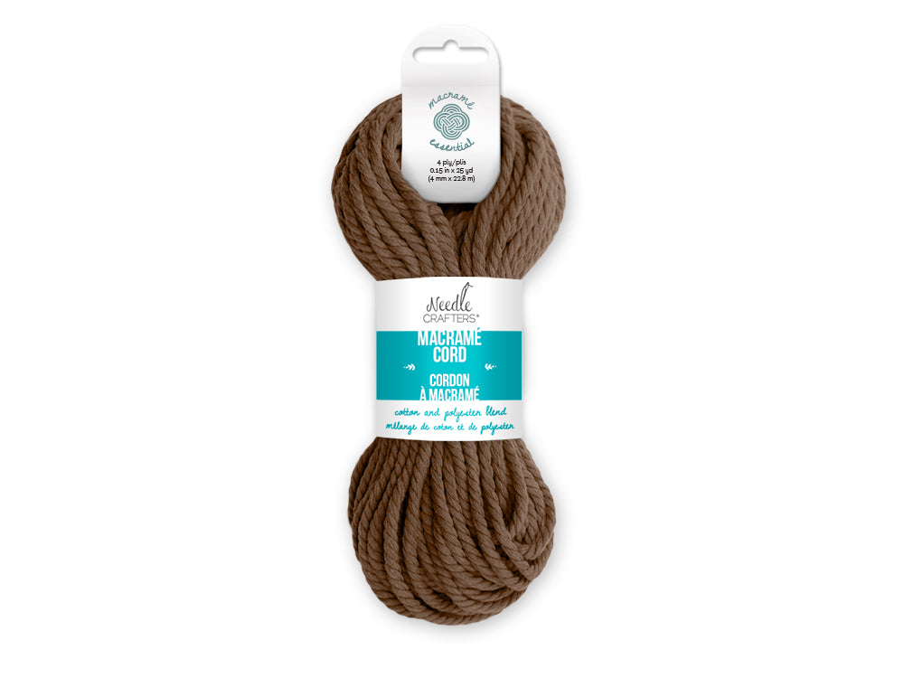 Needlecrafters: 4mm Macramé Cord 25yds (22.8m) E) Chocolate Brown