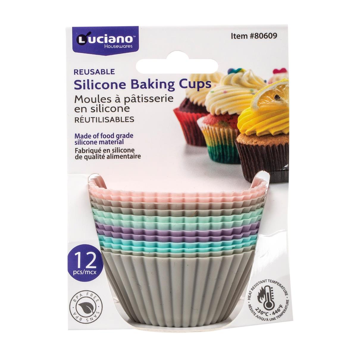 Luciano 12-pc Silicone Baking Cups, 6 colors, hang card (CS)