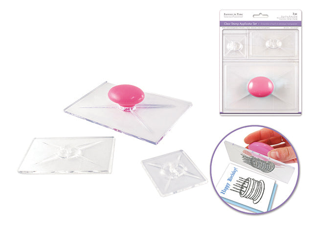 Clear Stamp Tool Set: 2"x2"/4"x2.25"/6"x4" x3 w/Interchangeable Handle