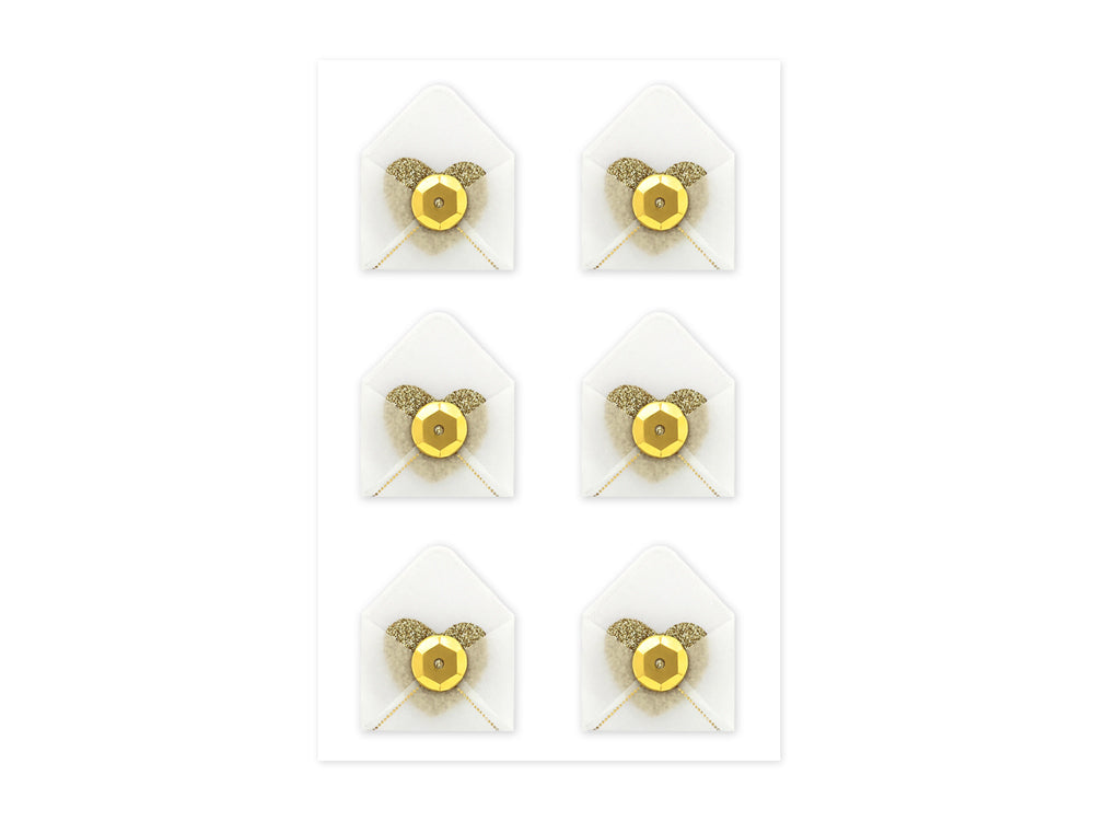 A Brides Wish: 0.9"x1.1" Mini Bling Vellum Envelope x6 Self-Stick A) Gold