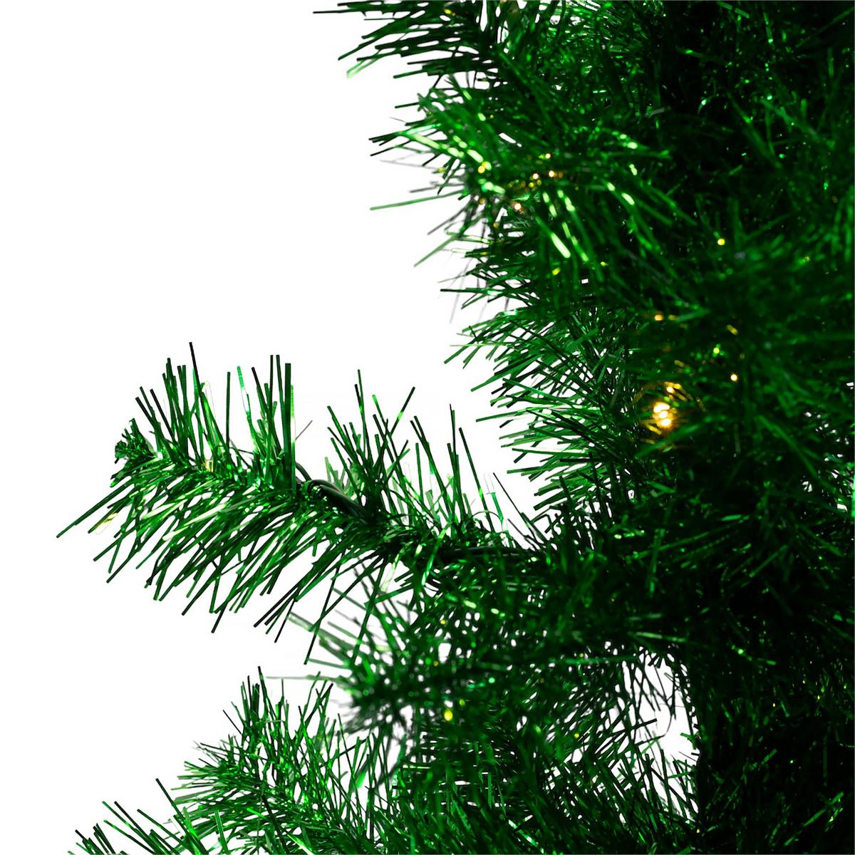 Deco N. 4ft 120 Tips Tinsel Xmas Tree, 70 LED, Green, ETL