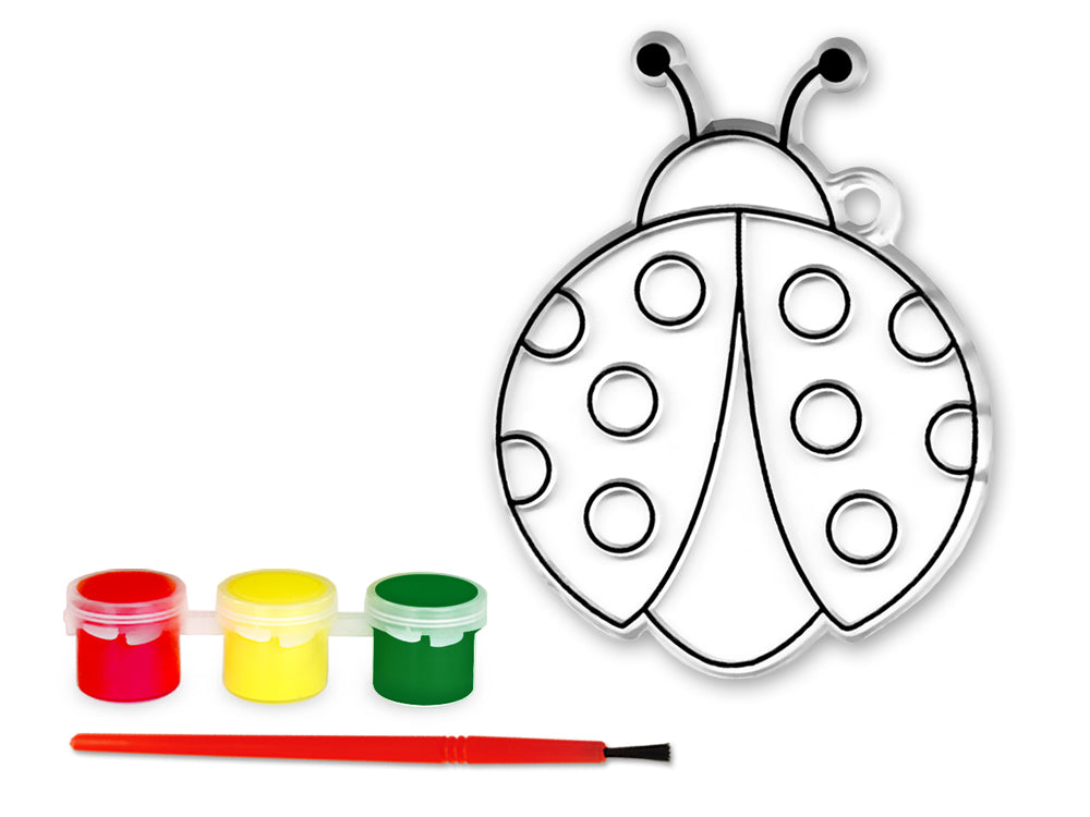 Krafty Kids Kit: 3D DIY 3.5"-4.3" Suncatcher w/3 Paints&Applicator F) Ladybug