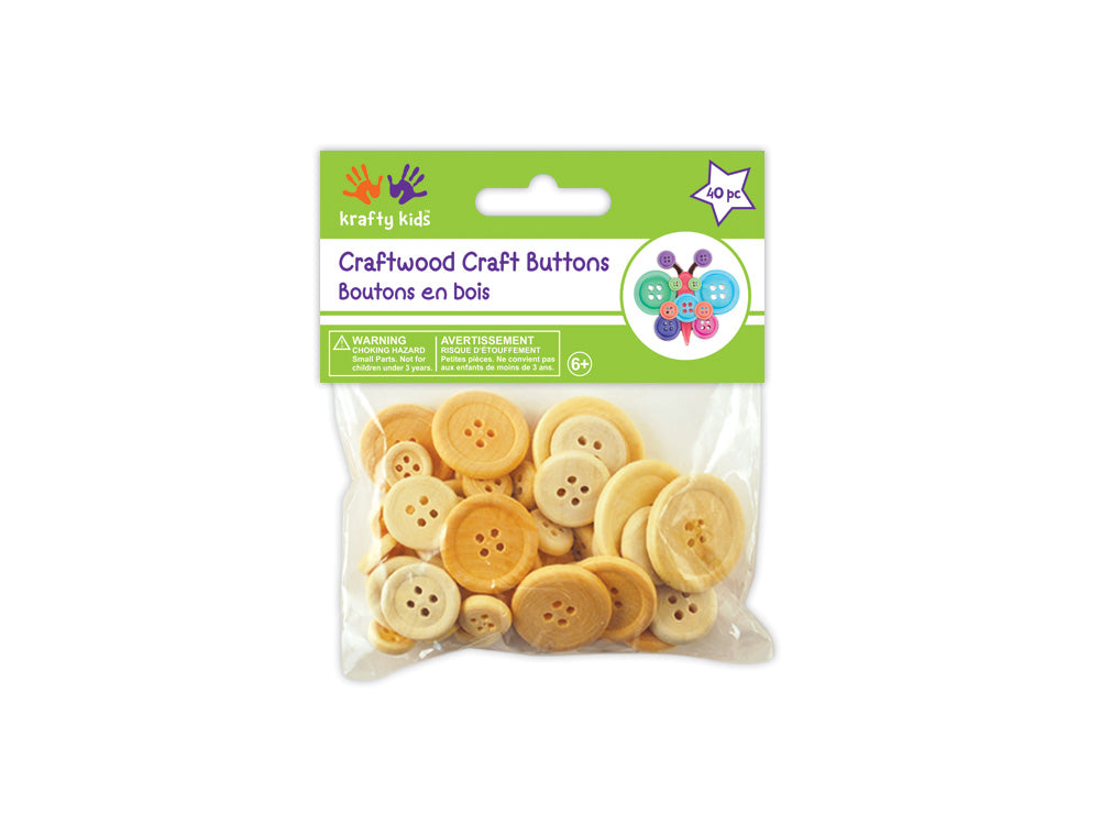 Craftwood: Craft Buttons 40/pk Natural