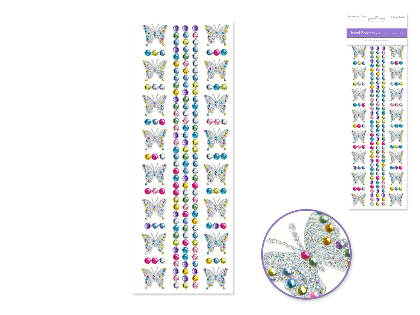 Paper Craft Sticker: 10cmx27cm Jewel Borders X) Butterfly Medley