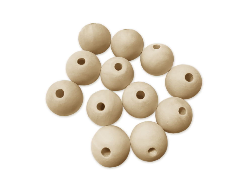 Wood Craft: Round Beads Natural G) 25mm 12pc