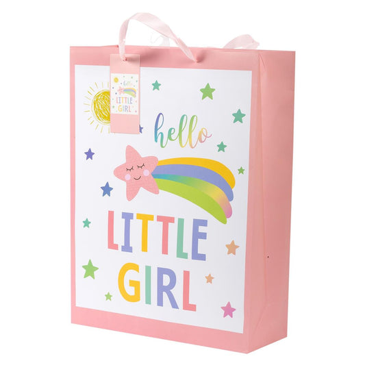Paper T. Gift Bag, Jumbo, "Ltl Girl", Matte 157GSM, Tag +j-hook