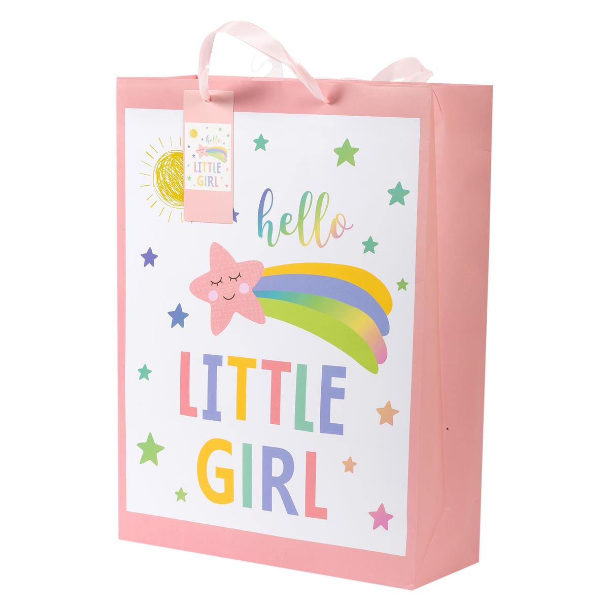Paper T. Gift Bag, Jumbo, "Ltl Girl", Matte 157GSM, Tag +j-hook