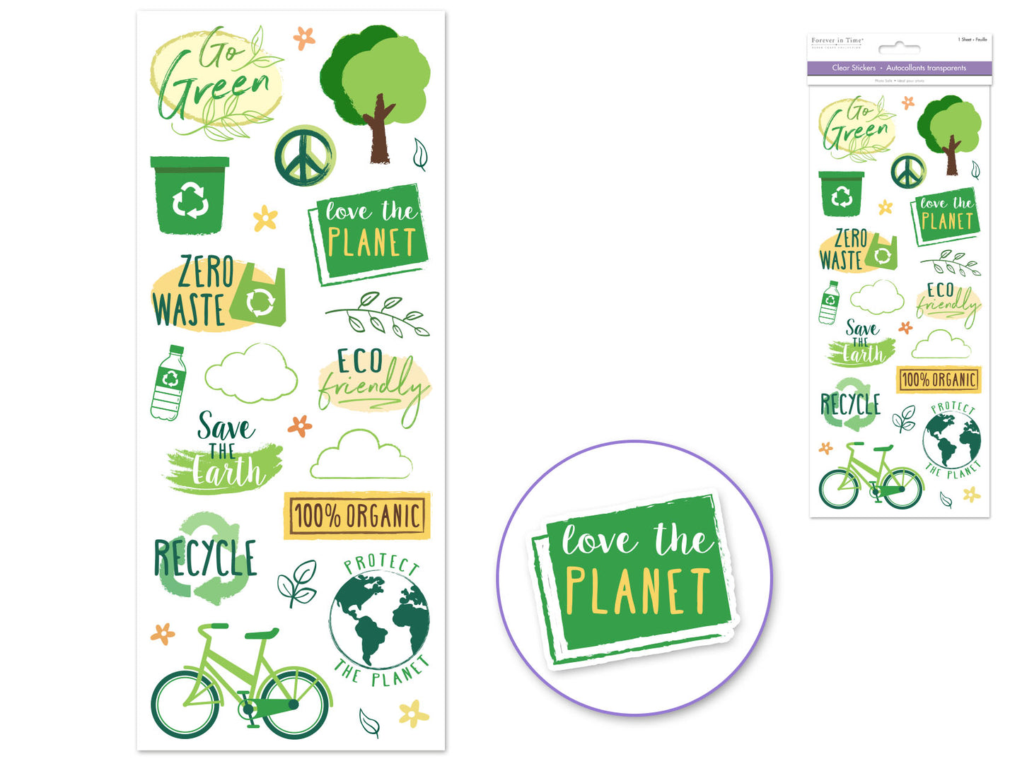 Paper Craft Sticker: 5"x12" Classic Themes 'Clear' Photo Safe 03) Go Green