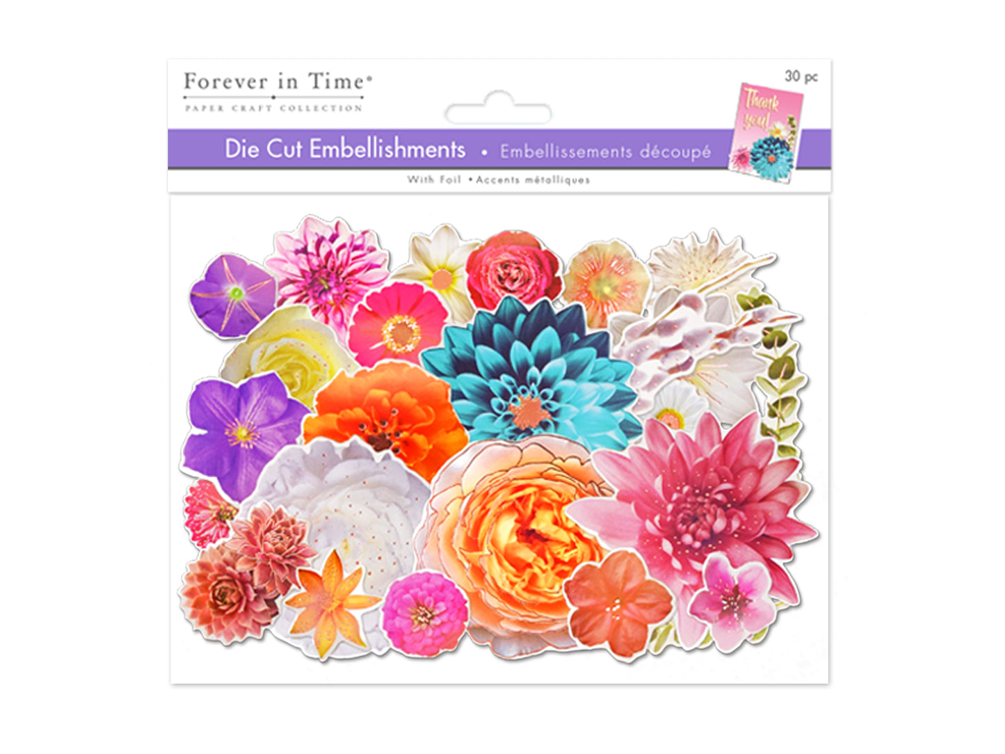 Paper Craft Embellishment: Die Cuts w/Foil Accents A) Floral