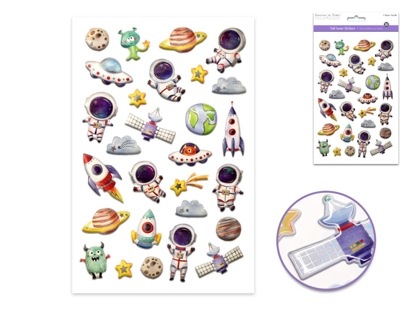 Paper Craft Sticker: 5.5"x8.25" 3D Puffy Foil H) Out Of This World