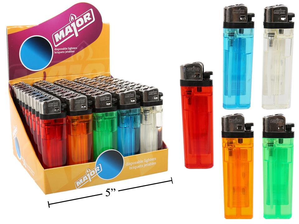 Major, Disposable Clear Flint Lighters, 50/dsp (KIK)