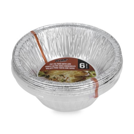 TITAN FOIL POT PIE PANS WITH DOME LIDS 6/PK