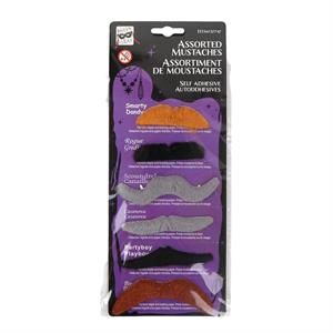 Party Gear 6pcs Self Adhesive Moustaches, polybag with insert