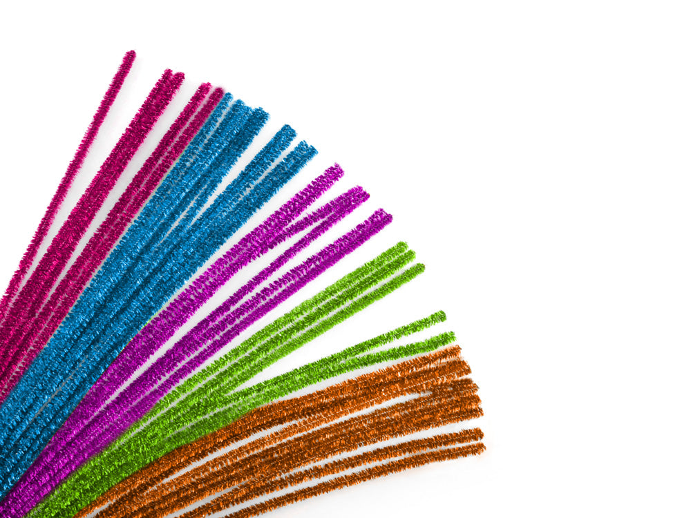 Tinsel Chenille Stems: 6mmx30cm 35/pk Glitter Pipe Cleaners L) Glamour Mix