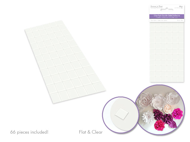 Clear Glue Pads: 1/2" Square 66pc High-Tack Flat Acid free