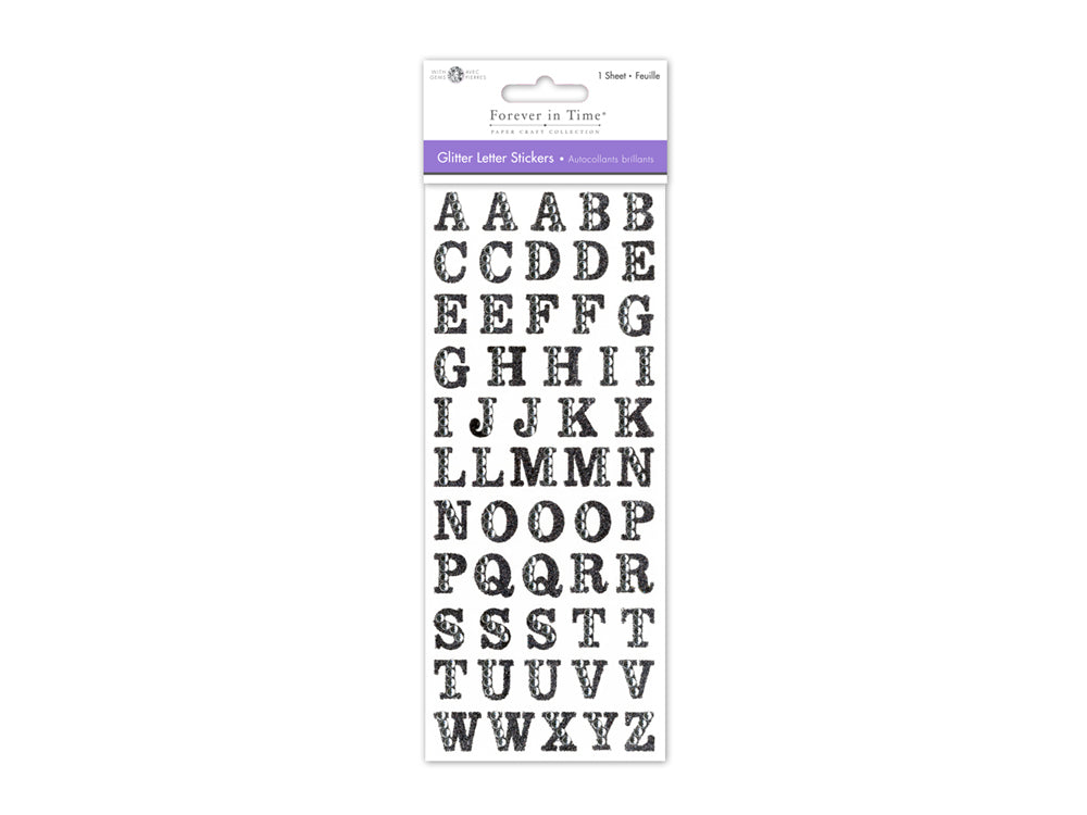 Paper Craft Sticker: 3.37"x7.87" Gemmed Glitter Letters C) Black