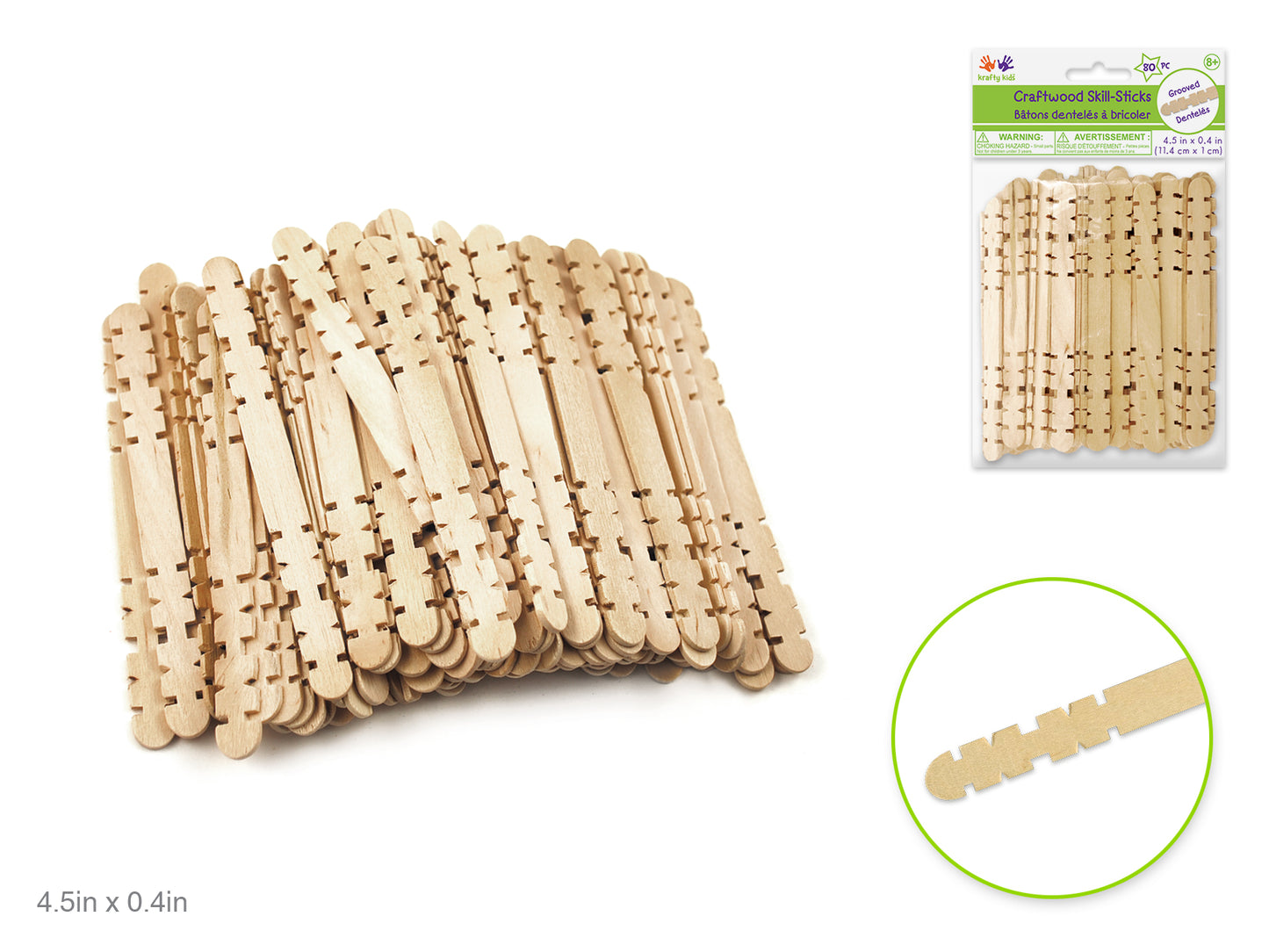 Craftwood: 4.5"x3/8" Natural Skill Sticks 80/pk