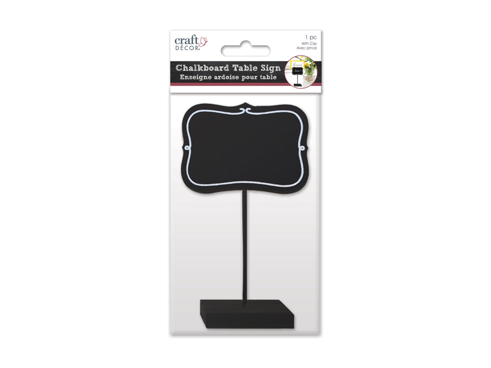 Craft Decor: Chalkboard Clip Sign Stand B) Bracket w/White Border