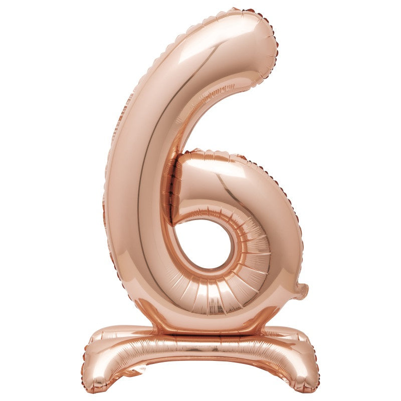 Rose Gold Number 6 Shaped Standing Foil Balloon 30"  Packaged