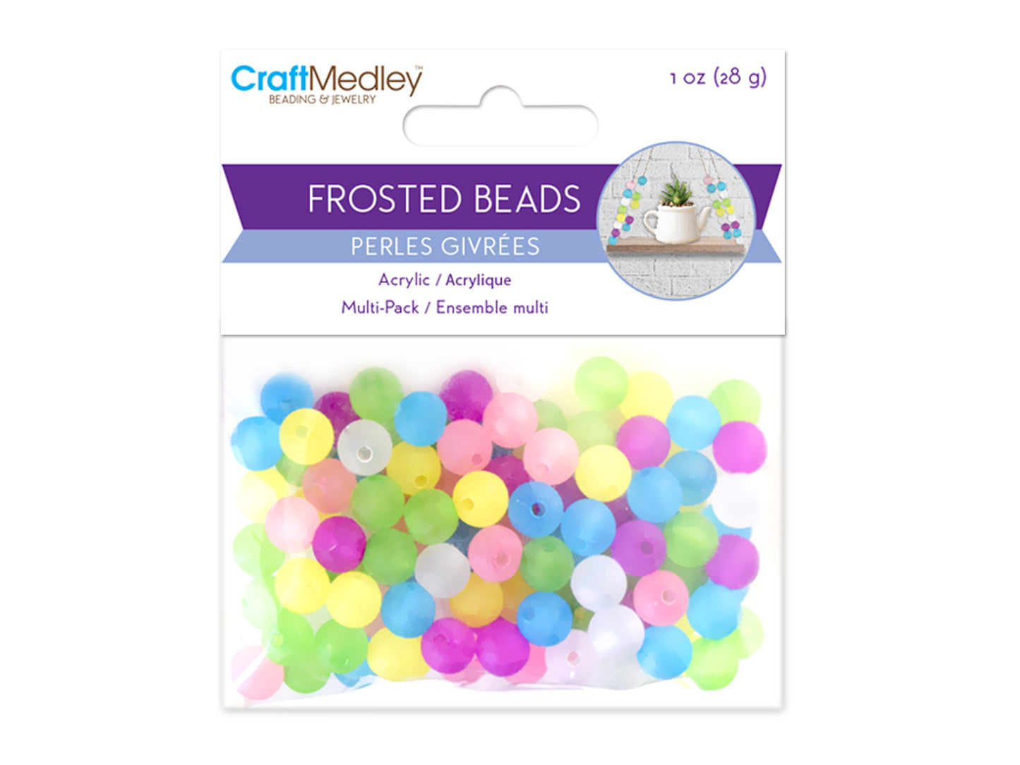 Acrylic Beads: 28g Multi-Packs A) 8mm Round Frosted