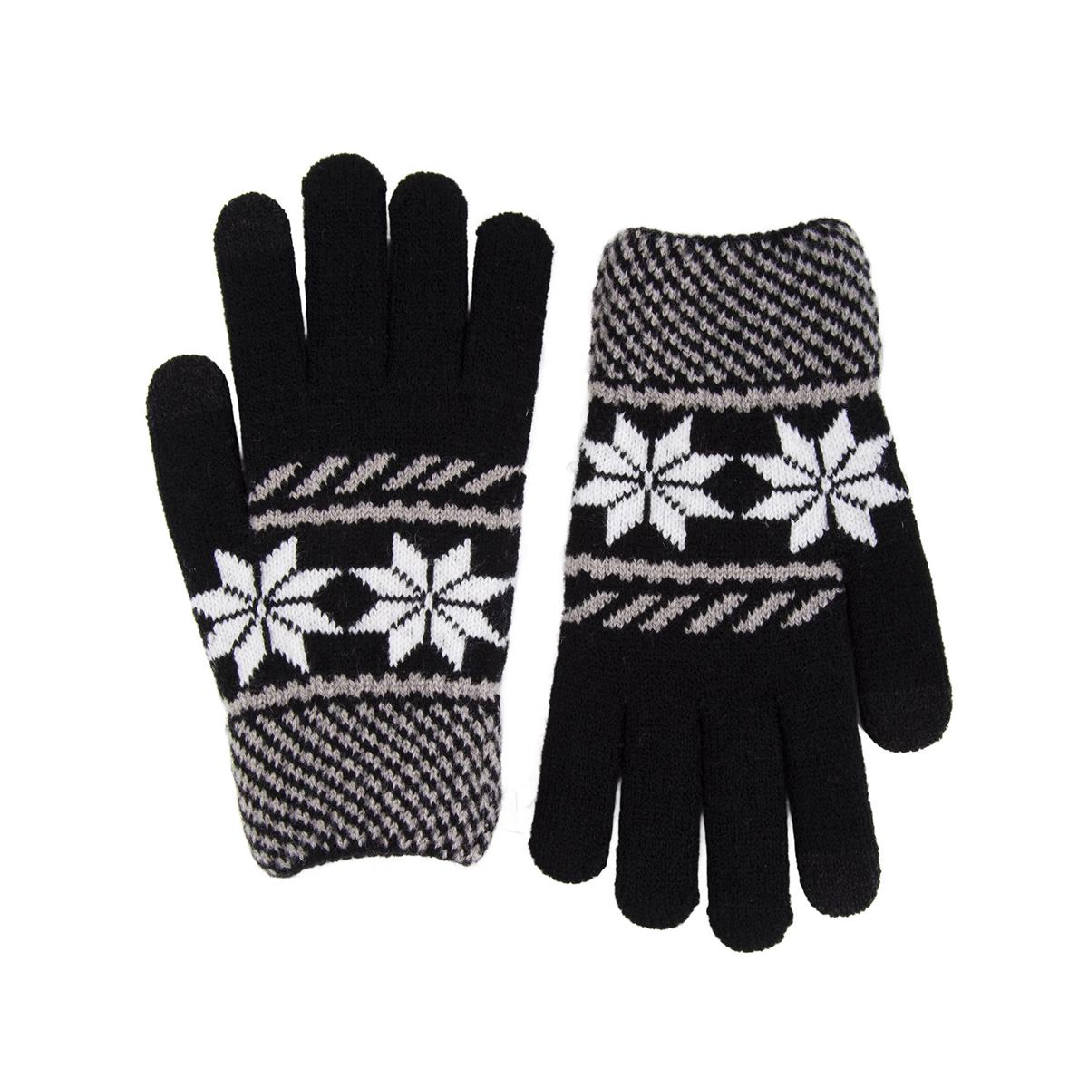 Nordic T. Knit Glove w Snowflake,Ladies, touch finger, 2 asst, hc