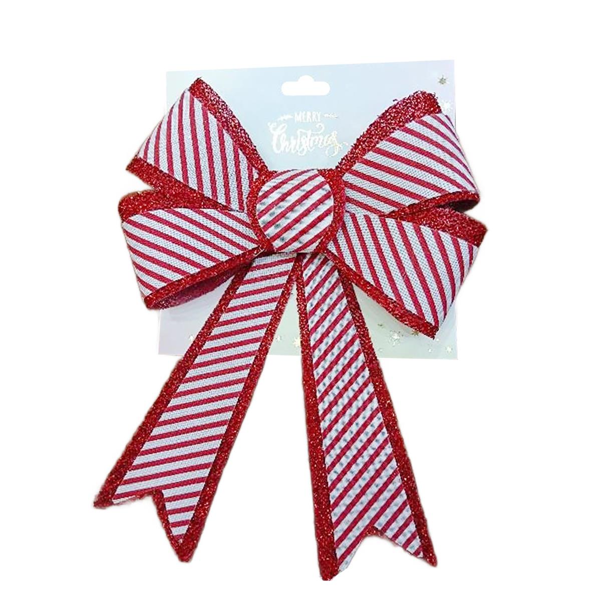 Deco N. Xmas Bow Décor, 8.5x12.5", cht